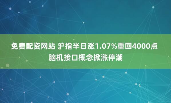 免费配资网站 沪指半日涨1.07%重回4000点 脑机接口概念掀涨停潮