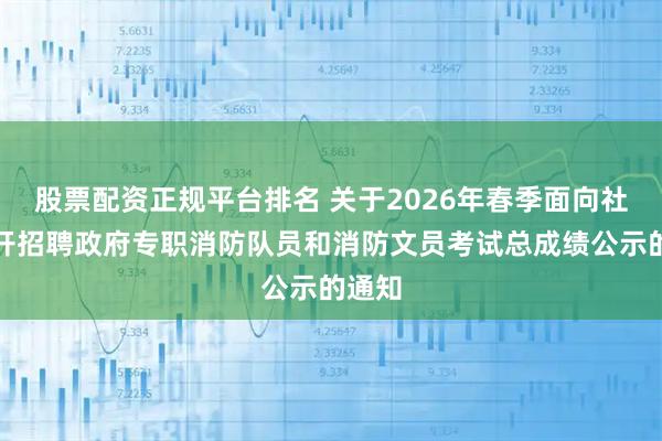 股票配资正规平台排名 关于2026年春季面向社会公开招聘政府专职消防队员和消防文员考试总成绩公示的通知